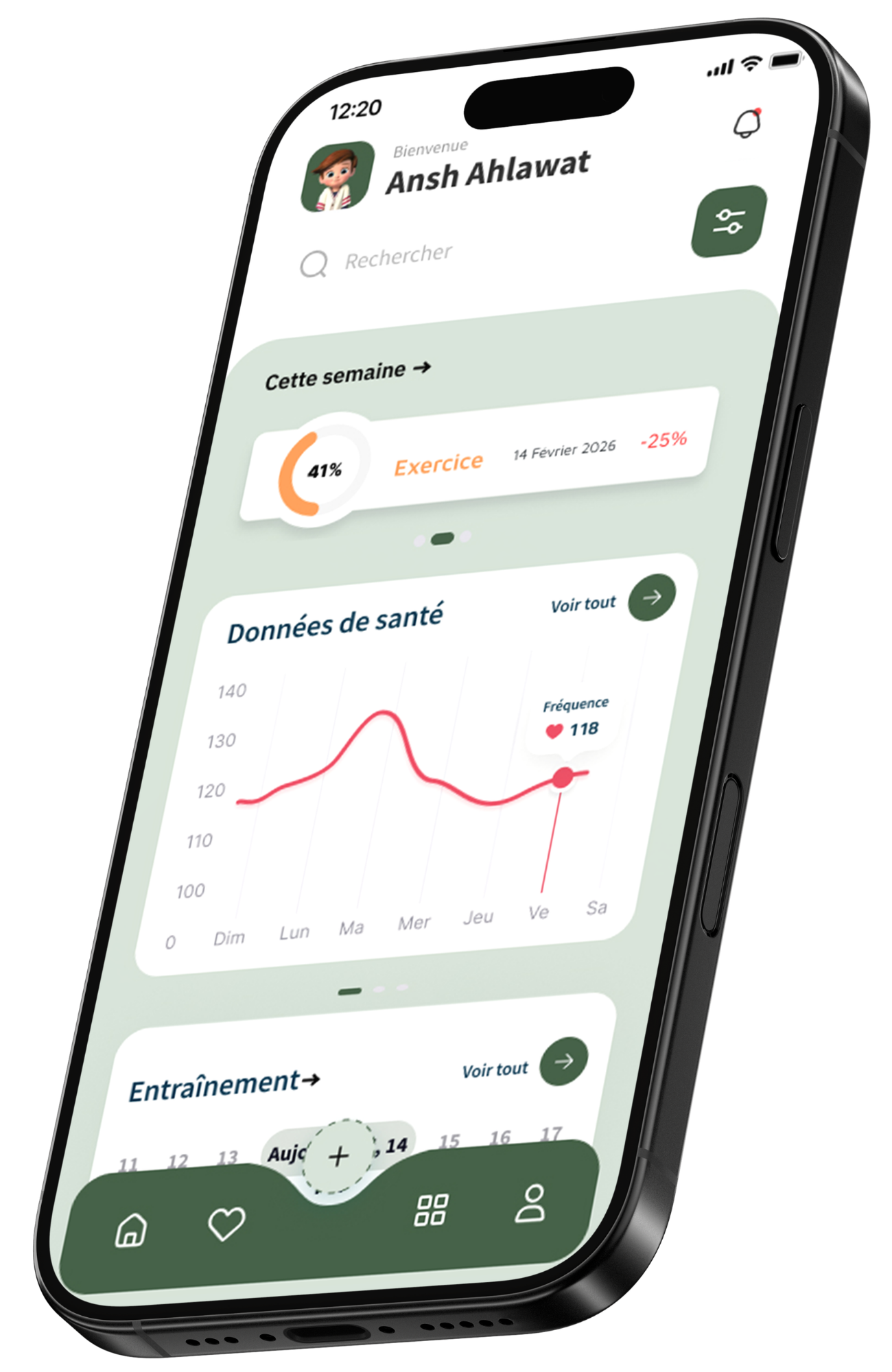 Application mobile Harmony affichée sur iPhone